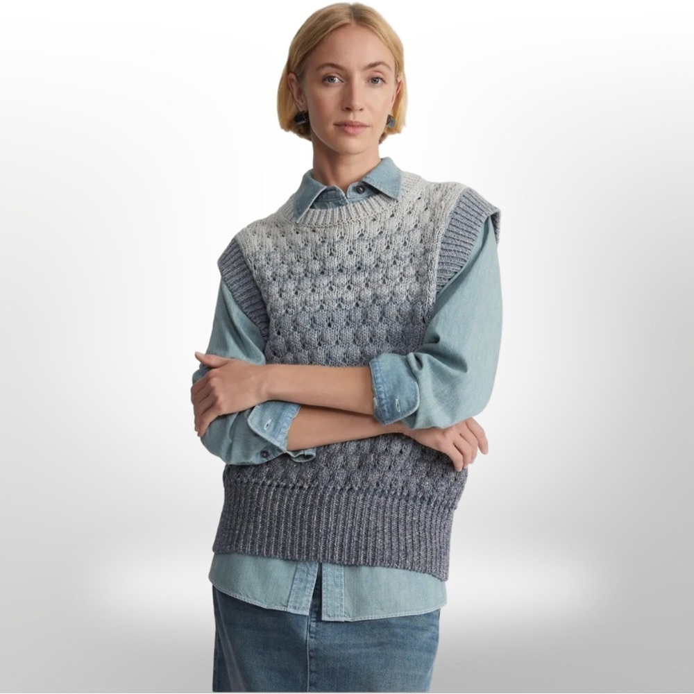 Lafayette 148 Ombré Linen Sweater Vest Oversized | Retails $798 | XL